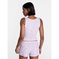 thumbnail image 3 of No Boundaries Cloud Core Sleepwear Tank Top and Shorts Sleep Set, 2-Piece, Women's XXS-3X, 3 of 5