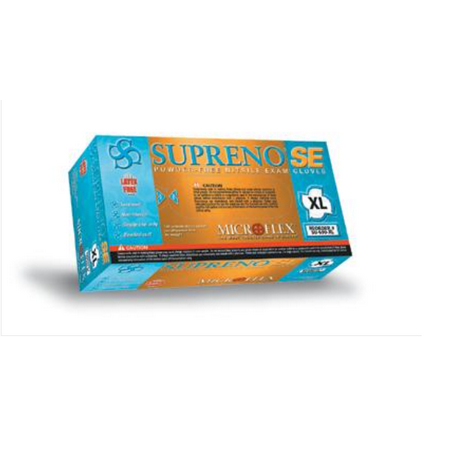 Disposable Cuff - Microflex X-Small Blue 9.645'' Supreno SE 4.3 mil Nitrile Ambidextrous Non-Sterile Medical Grade Powder-Free Disposable Gloves With Textured Finger Tip Finish, Standard Examination Beaded Cuff An
