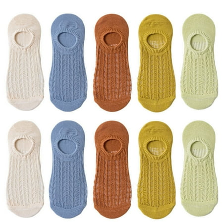 

YX STORE 5 Pairs Stretchy Non-Slip Bottoms Women Socks Quick Drying Breathable Hollow Mesh Low Tube Socks Female Accessories