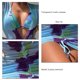 thumbnail image 5 of Conjunto de bikini para mujer, traje de baño elegante de 2 piezas para playa, traje de baño de malla transparente, prendas de vestir de manga larga, estampado en azul M, 5 of 6