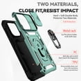 thumbnail image 2 of Nalacover Heavy Duty Armor Case for iPhone 14 Pro, Rugged PC Soft TPU Military Grade Shockproof Metal Magnetic Plate Shockproof Cover with Camera Lens Sliding Ring Holder Kickstand Case,Darkgreen, 2 of 8