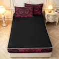 thumbnail image 4 of Homewish Vintage Nature Tree Zipper Queen Comforter Set With Fitted Sheet And 2 Pillowcases,Black Red Bohemian Zipper Bedding Set,Black Reversible,4Pcs, 4 of 8
