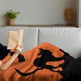 thumbnail image 3 of Halloween Soft Flannel Fleece Throw Blanket, Crescent Cats and Bats Silhouette Mystic Concept, Cozy Plush for Indoor and Outdoor Use, 50" x 70", Earth Yellow Orange, by Ambesonne, 3 of 5