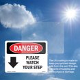 thumbnail image 5 of Please Watch Your Step [Down Arrow] OSHA Danger Vinyl Decal Label 5 Inch x 3.5 Inch - 5 Pack, 5 of 6