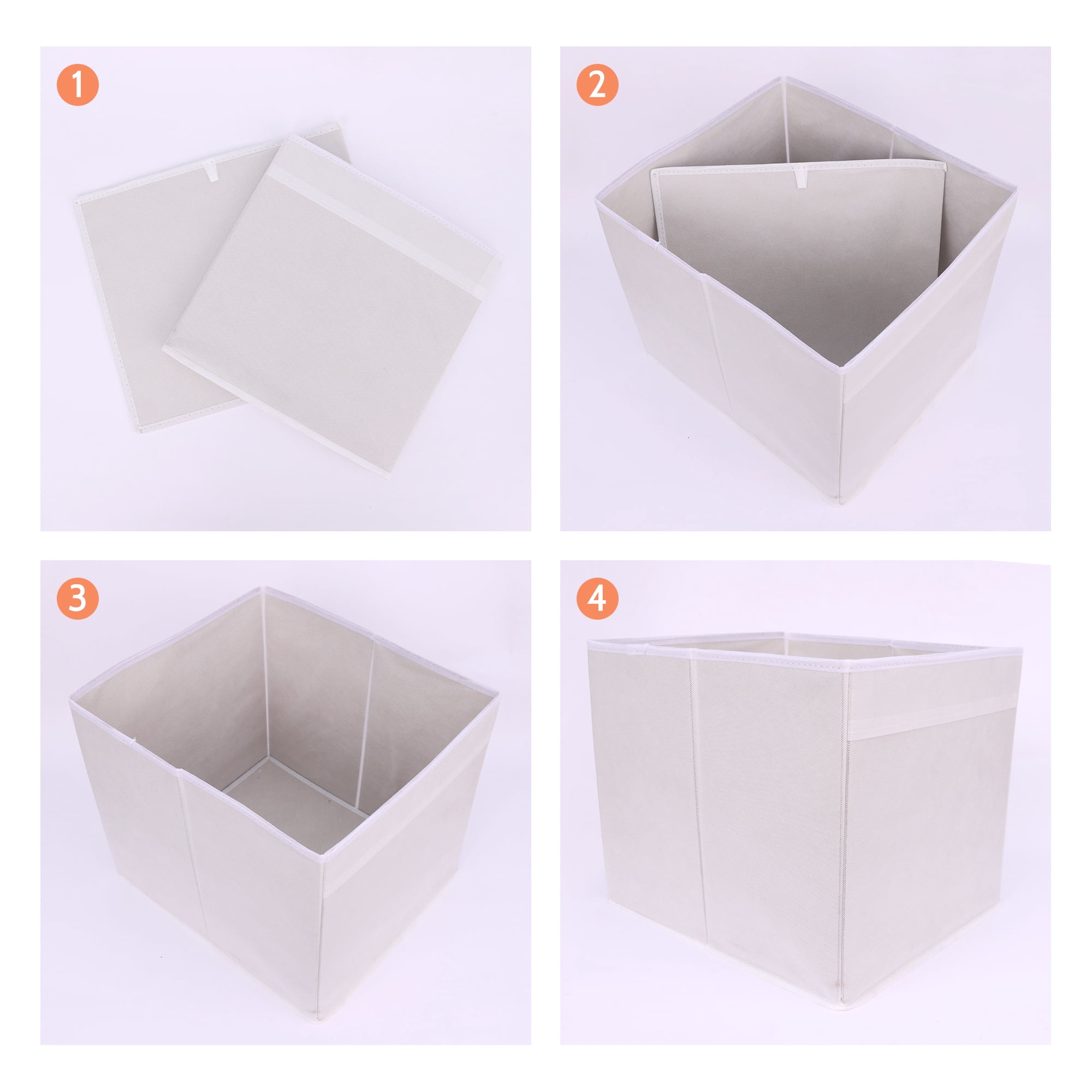 Unique Bargains Fabric Storage Cube Storage Bin Storage Basket White 15*13*13in