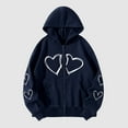thumbnail image 3 of Fanxing Womens Plus Size Hoodies Love Graphic Sweatshirts Long Sleeve Zip Up Sweatshirt Casual Y2k Hooded Jacket with Pocket Navy,XXL, 3 of 6