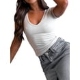 thumbnail image 3 of Liacowi Women Cropped T Shirts for Women Summer Basic Tight Rib Short Sleeve Slim Fitted Tees, 3 of 6