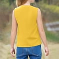thumbnail image 3 of Mwjwdo Deals Girls V-Neck Tank Tops Summer Sleeveless Tunic Shirts Children's Solid Color Casual Button Cotton Vest Yellow 5 Years, 3 of 7