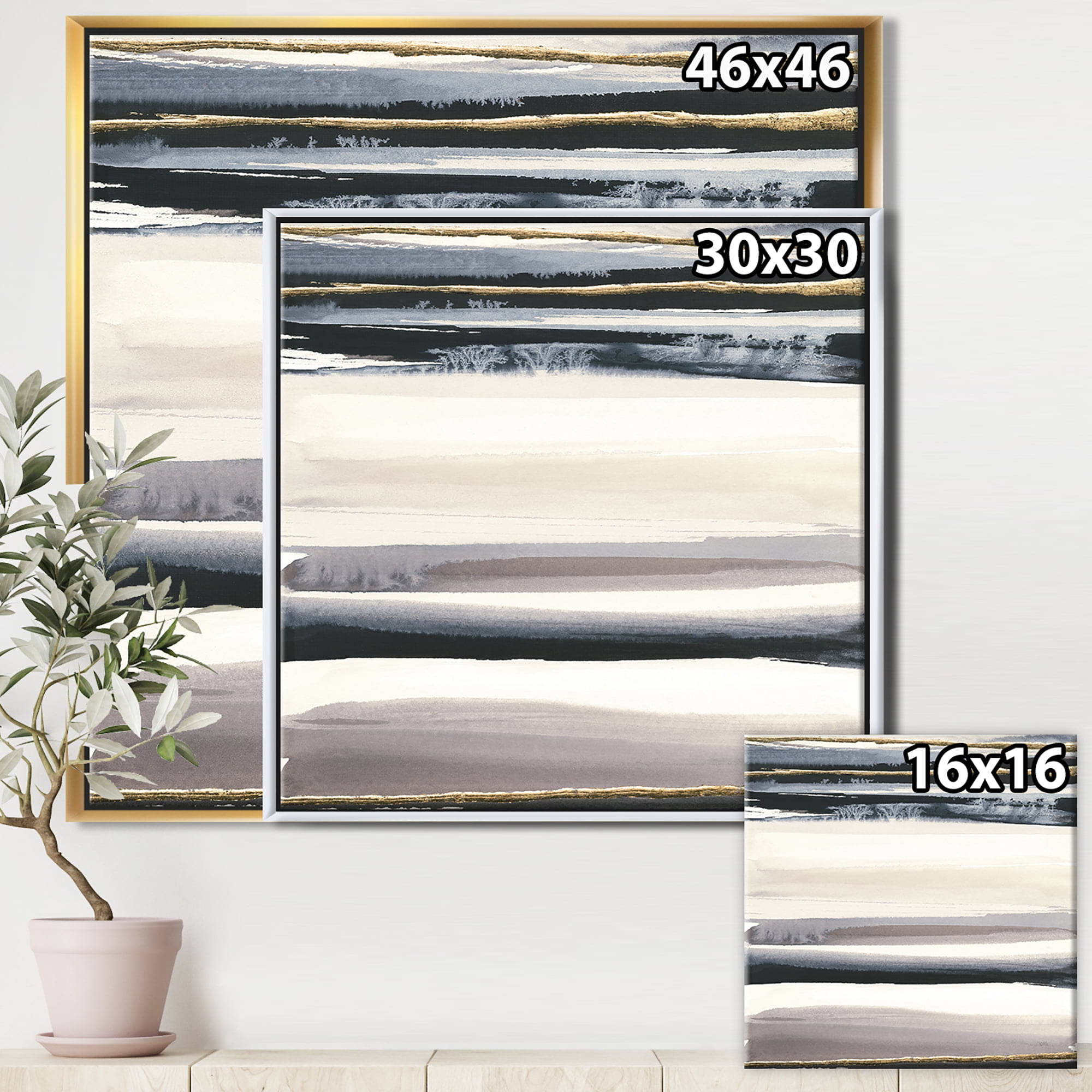 Designart ' Gold Watercolor Amethyst II ' Modern & Contemporary Framed Canvas