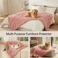 thumbnail image 4 of Pet Blankets Waterproof Fluffy Fleece Blanket Cat Dog Blankets Liquid Pee Proof Throw Blanket Reversible Furniture Protector Cover Washable for Couches Beds Sofa 57"x40" Pink, 4 of 8
