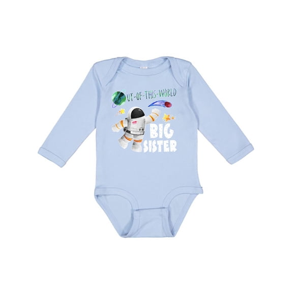 Inktastic Out of this World Big Sister Astronaut in Space Girls Long Sleeve Baby Bodysuit