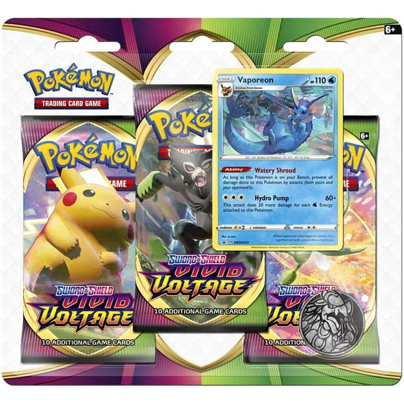 Pokemon Sword & Shield Vivid Voltage Vaporeon Special Edition (3 Booster Packs & Promo Card)