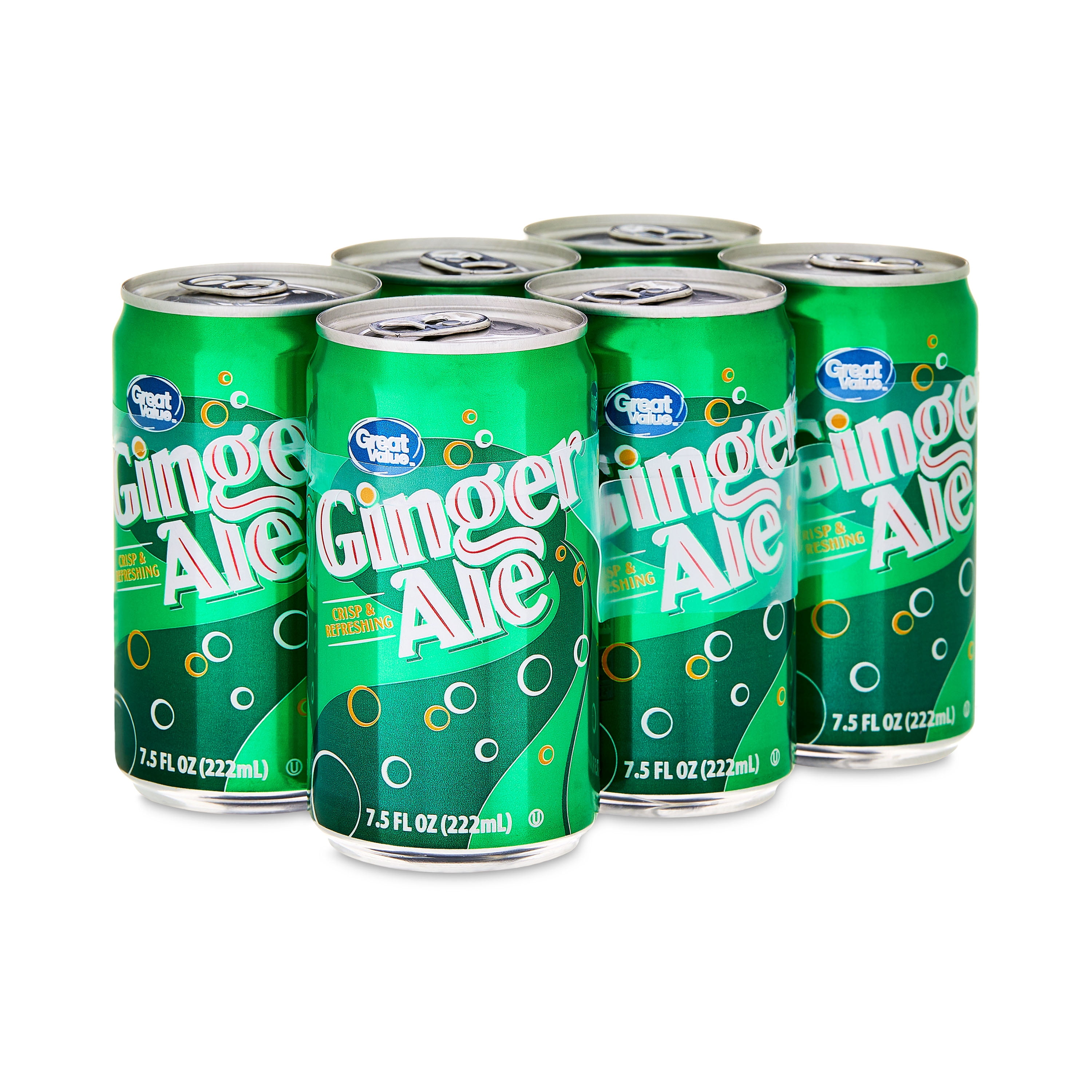 (4 pack) Great Value Ginger Ale, 7.5 fl oz, 6 Pack Cans