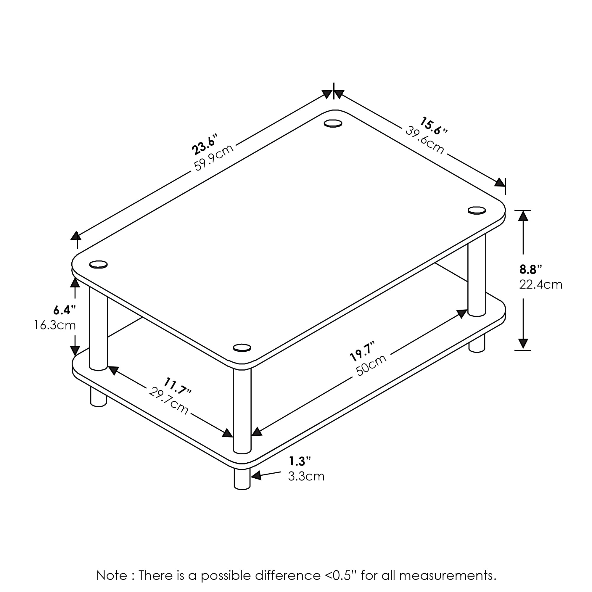 Furinno 11172 Just 2-Tier No-Tools Coffee Table, White