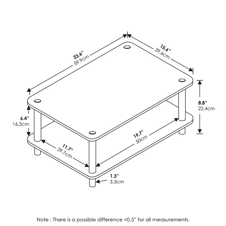 Furinno Just 2-Tier Simple Storage Coffee Table, White, for Living