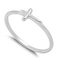thumbnail image 4 of Sideways Cross Promise Ring .925 Sterling Silver Thin Band Jewelry Female Male Unisex Size 7, 4 of 4