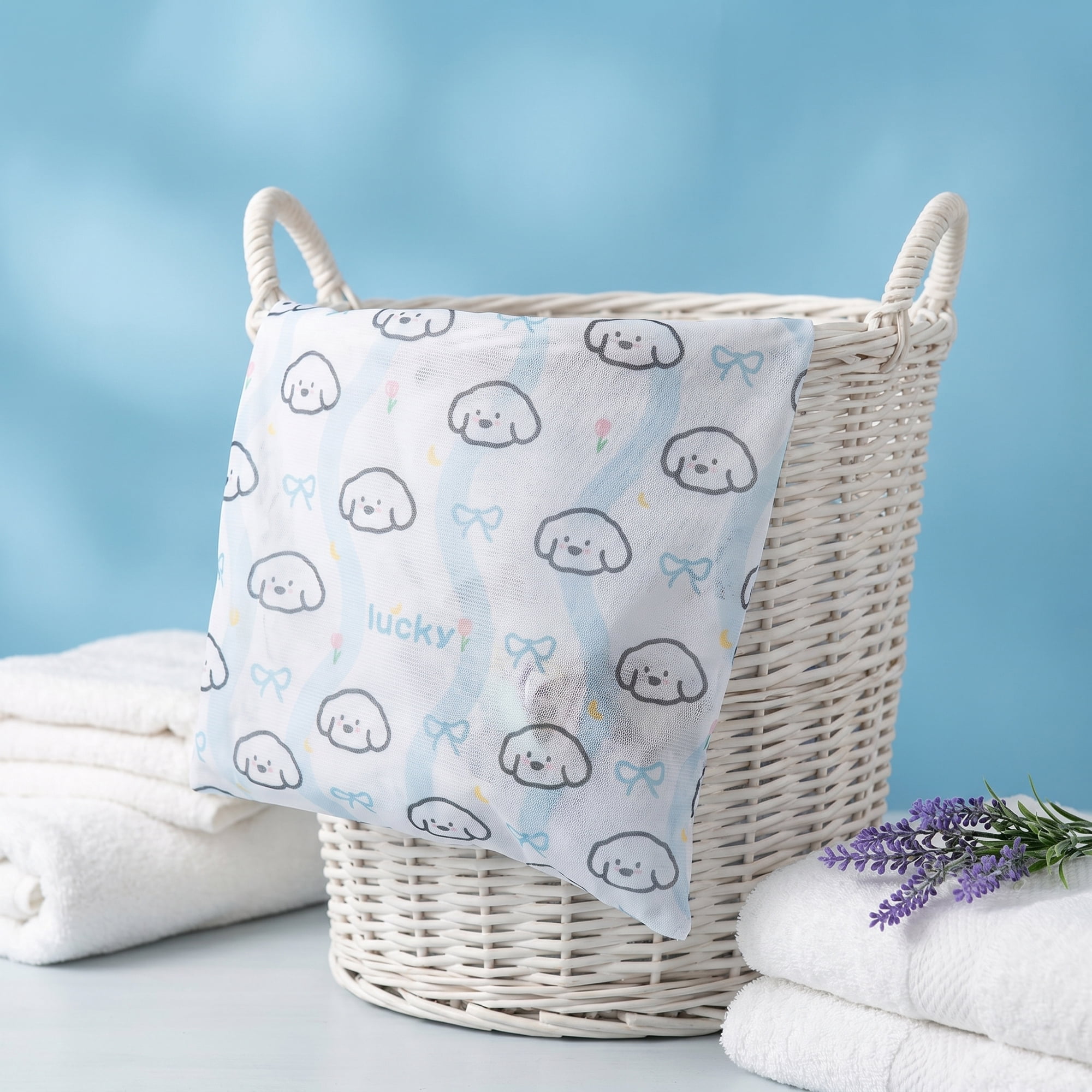 Unique Bargains 2Pcs Durable Mesh Zipper Closure Laundry Bags Blue 19.7" x 23.6"