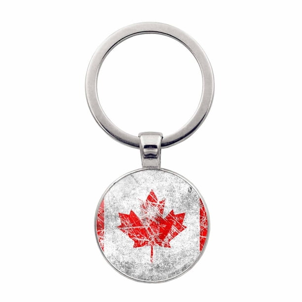 Llavero con hoja de arce canadiense, colgante de cristal y mosquetón metálico; resistente, ideal para decorar llaves y maletas; regalo patriótico para familiares y amigos
