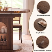 Patbrela 43.3–59 Extendable Dining Table with Storage, Oval Dining Room Table for 4-6, Space-Saving Kitchen Table with Removable Leaves for Kitchen & Living Room, Walnut