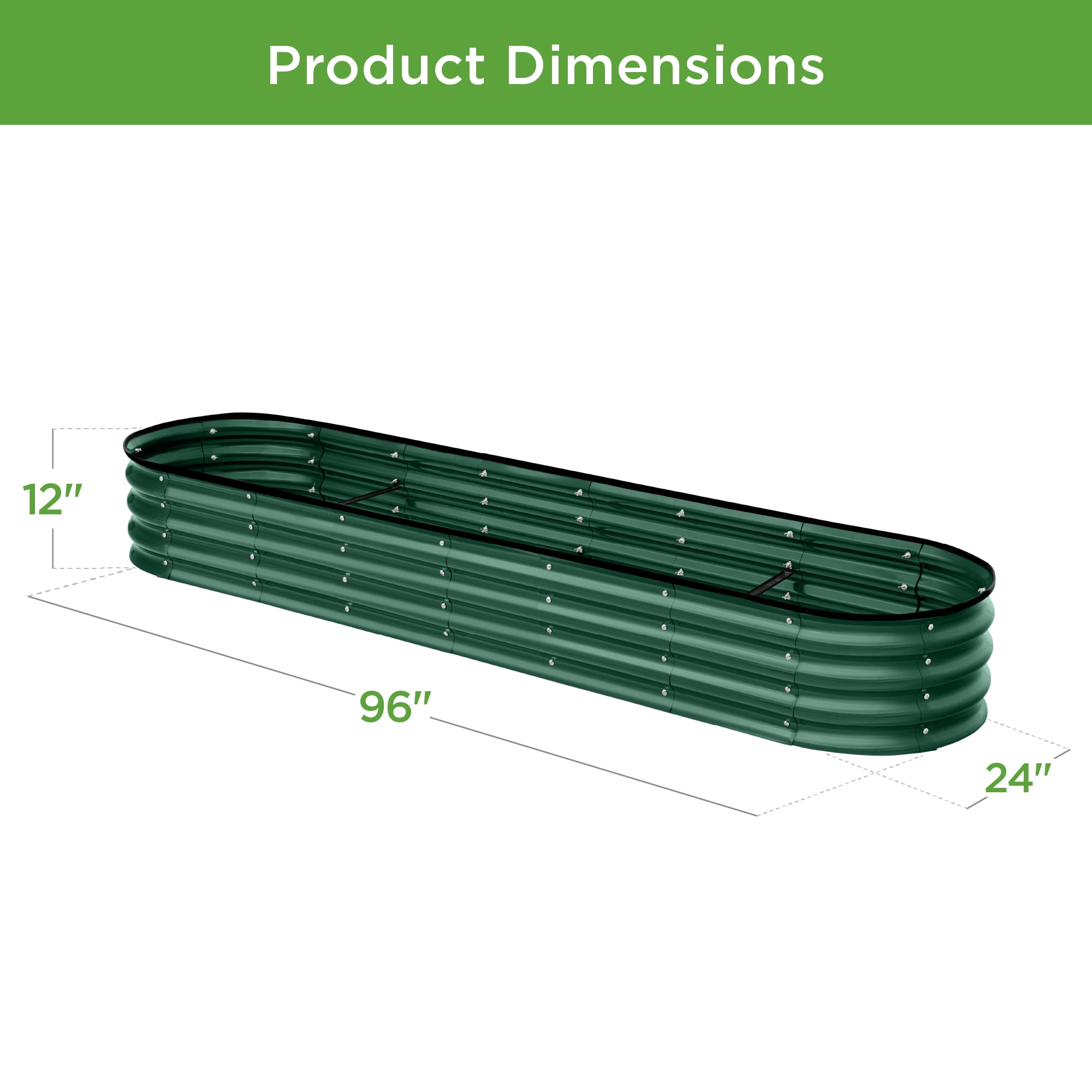 Best Choice Products 8x2x1ft Outdoor Metal Raised Oval Garden Bed, Planter Box for Vegetables, Flowers - Dark Green