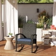 thumbnail image 2 of Outsunny Outdoor Rocking Chair with Cushion, High Back for Garden Navy Blue, 2 of 10