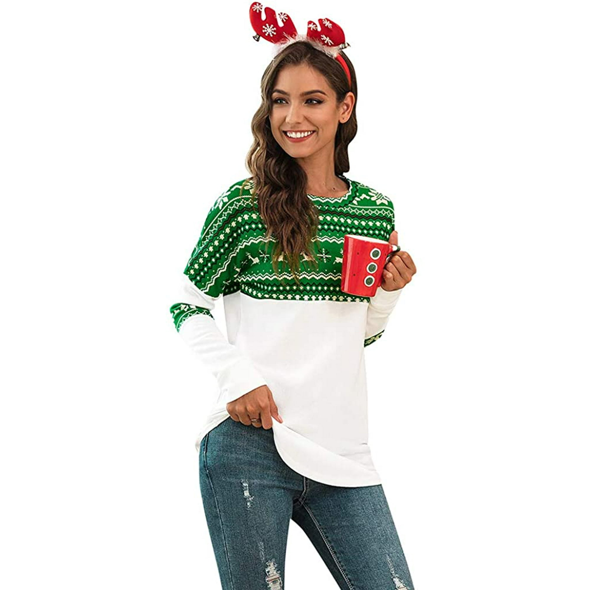 Christmas Sweatshirt for Women, Loose Christmas Sweater White Tunic White  Hoodie Pullover Winter Tops | Walmart Canada