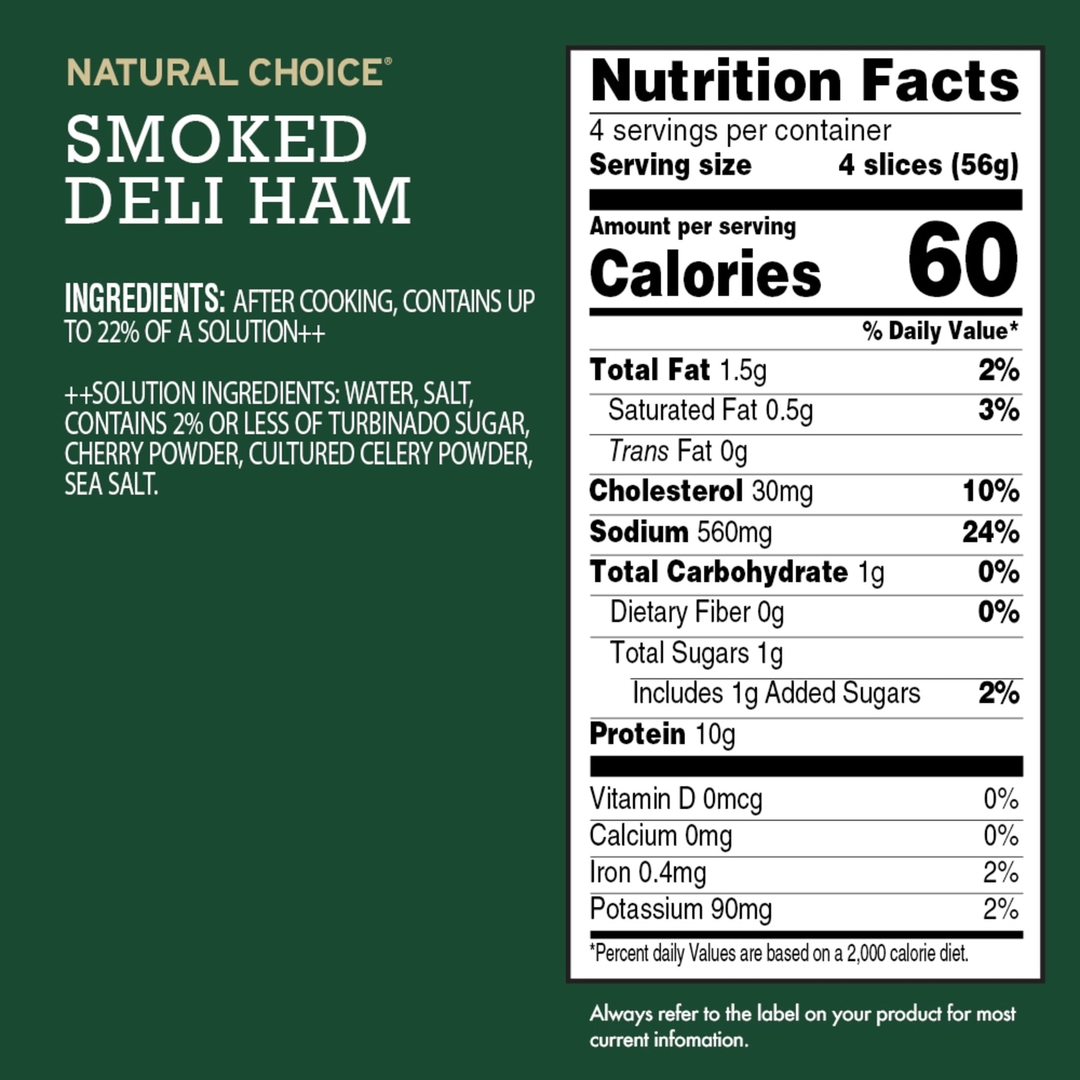 Hormel Natural Choice Smoked Ham Deli Lunchmeat, 8 oz Resealable Package