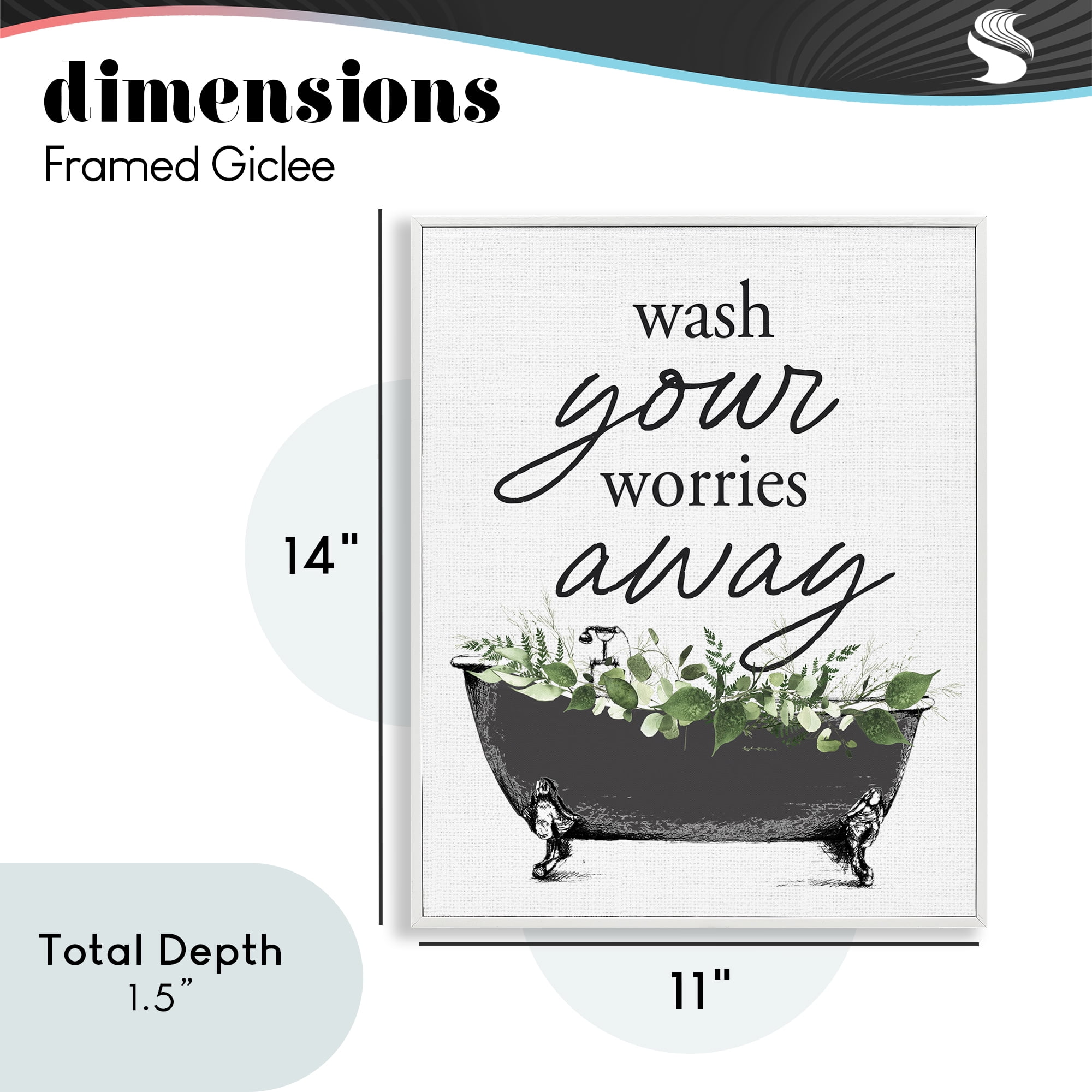 Wash Worries Away Herbs White Framed Giclee Art, design by Lettered and Lined