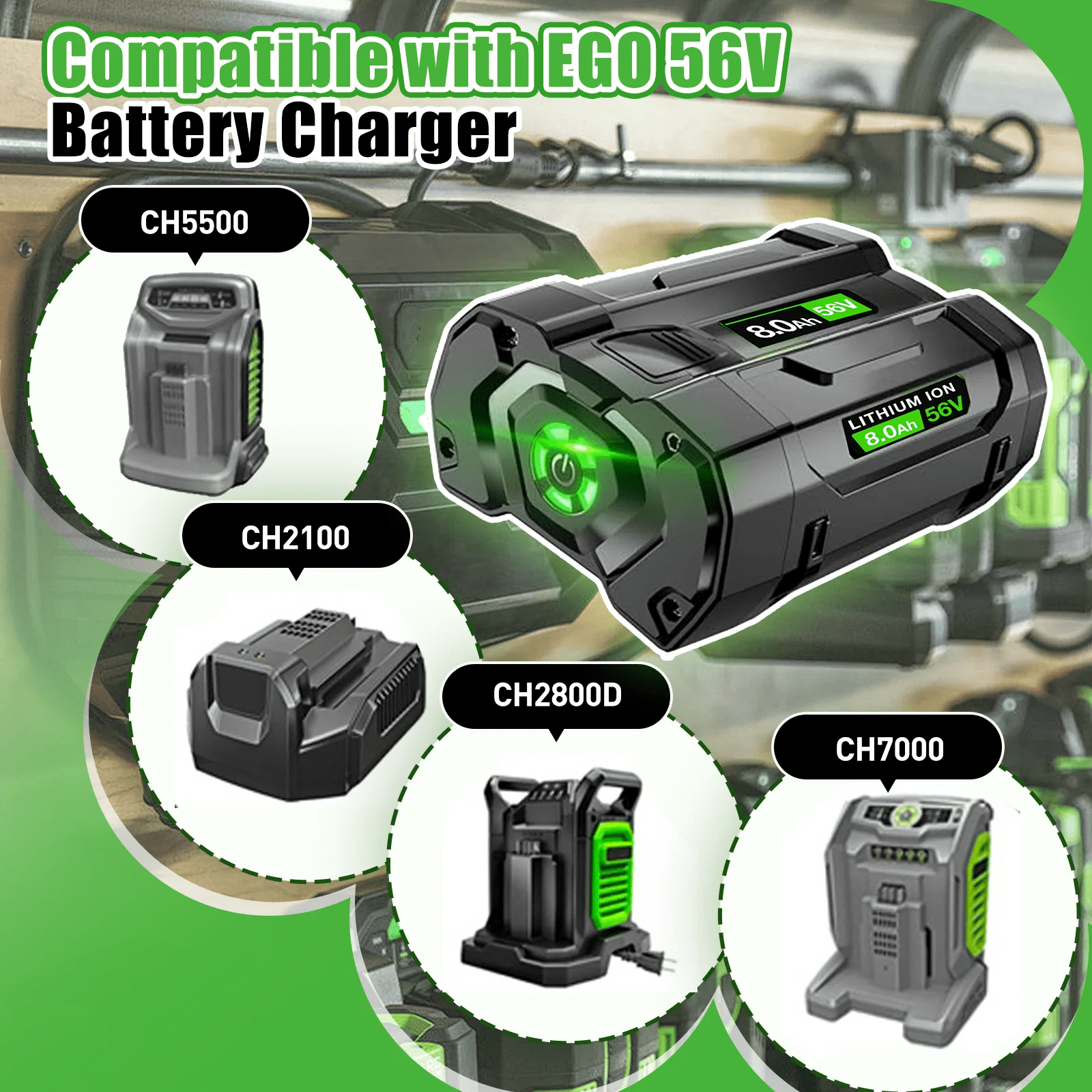 8Ah Replacement for EGO 56V MAX Battery Compatible with EGO 56 Volt Battery Fits for EGO Battery BA2800 BA4200T BA4200 BA1400 Overcharge Protection