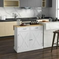thumbnail image 2 of Demi Bonn 41" Rolling Kitchen Island with Drop Leaf, 2 Drawers, Wood Breakfast Bar, Adjustable Shelves for Dining Room Addition, White, 2 of 11