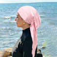 thumbnail image 2 of Fabrcox Women Soft Solid Pre-Tied Head Scarf Hat, Stretchy Breathable Chemo Headwear, Full Coverage Turban Headwrap for Hair Loss Daily Wear Light pink, 2 of 4