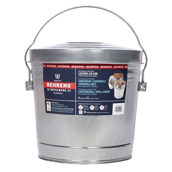 Behrens 6 Gallon Rust-Proof Steel Locking Lid Trash Can6 gal Made in USA