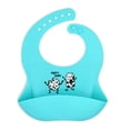 thumbnail image 2 of Silicone Pocket Bib for Baby with Matching Spoon and Fork, Aqua, 2 of 4