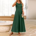 thumbnail image 5 of JULMCOMO Summer Dresses for Women Round Neck Sleeveless A Line Loose Fit Flowy Casual Maxi Dresses Beach Vacation Sundresses Dark Green L, 5 of 5