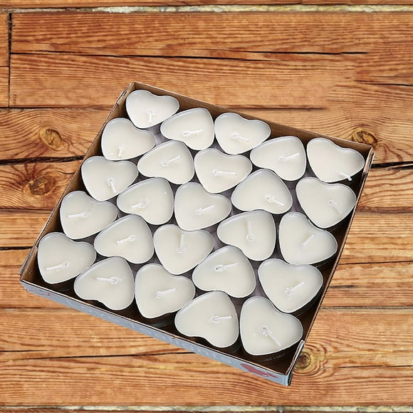 Fiudx Velas Románticas de Cera para Té, 50 Velas Perfumadas En Forma de Corazón, Combustión Limpia, Diseño Seguro, Decoración para Fiestas de Cumpleaños, Ambiente de Hotel, Duración de Combustión de