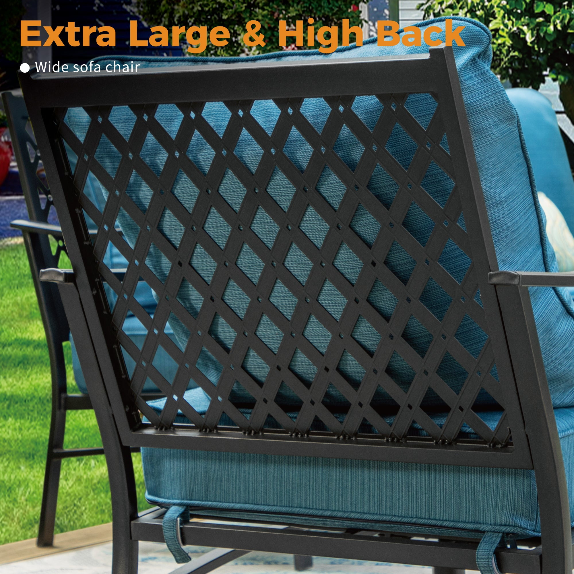 Sophia&William 7 Seat Patio Furniture Set Outdoor Sofa Conversation Set with Ottomans, Pacific Blue