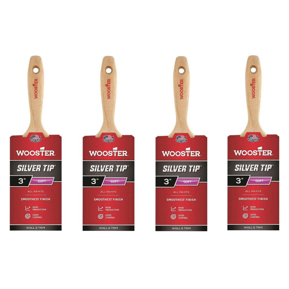 Wooster Brush 5222 3 In. Chisel Paintbrush 4 Pack