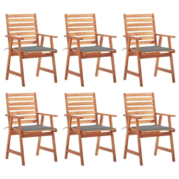 vidaXL Outdoor Chair Set of 6 Acacia Solid Acacia wood, Polyester