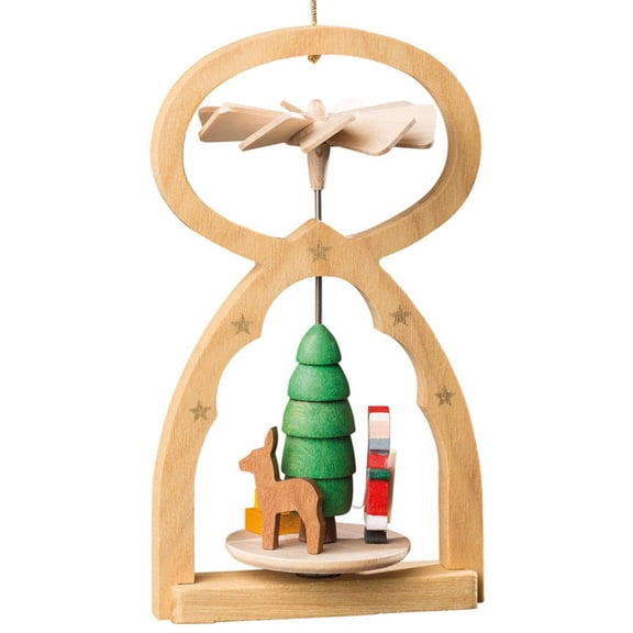 Alexander Taron 5" Beige, Green, and Red Handcrafted Richard Glaesser Mini Pyramid Hanging Ornament