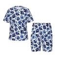 thumbnail image 1 of Fotbe Blue Ink Flowers Pijama Estampada de 2 Piezas para Niños – Ropa de Dormir de Manga Corta Cómoda para Niños y Niñas, Camiseta y Shorts de Algodón-3X-Large, 1 of 6
