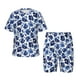 thumbnail image 1 of Balery Blue Ink Flowers Conjunto de Pijama Infantil de Manga Corta con Estampado – Ropa de Dormir de Algodón Suave-Large, 1 of 6