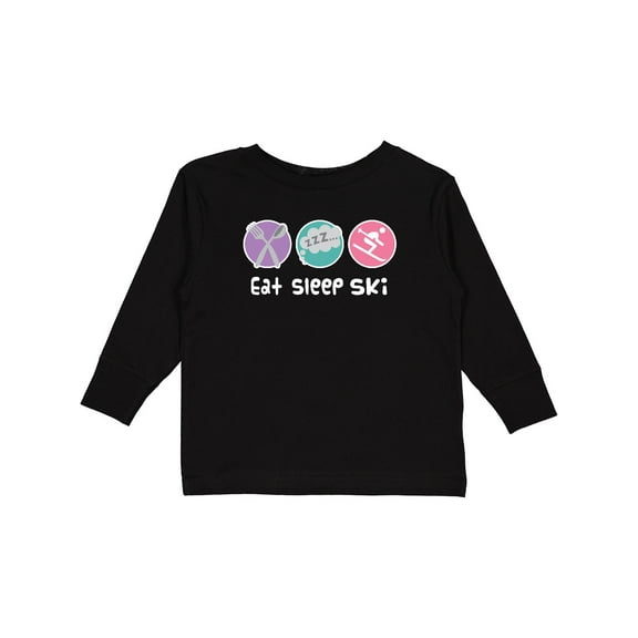 Inktastic Skiing Eat Sleep Ski Sports Girls Long Sleeve Toddler T-Shirt