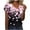 Pink, variant on Charella Floral Printed Tops for Women V Neck Button Petal Short Sleeve Shirts Casual Clothes Loose Tunic Blouses (XL, Navy 3)