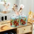 thumbnail image 3 of Yayeee 4 Pack Qtip Holder Bathroom Cotton Swab Canister with Lid Clear Dispenser Set, Orange Floral Tomatoes, 3 of 6