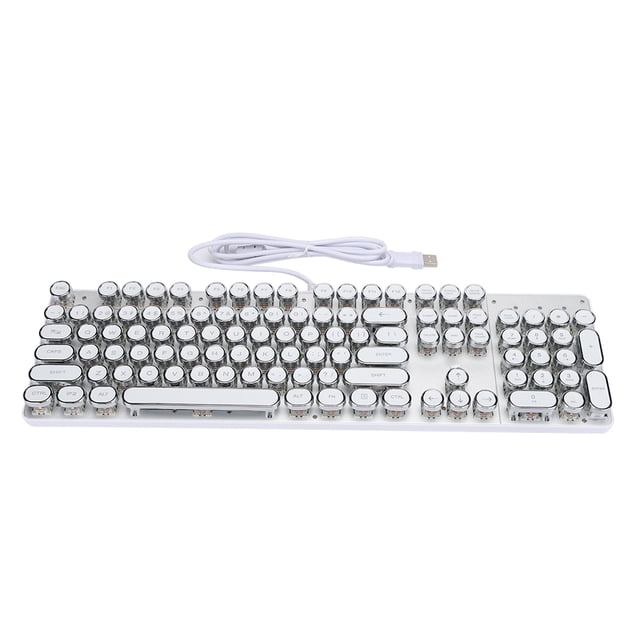 Dioche Computer Parts,900-5 White Mechanical Keyboard With Retro Round Computer Parts,Keyboard