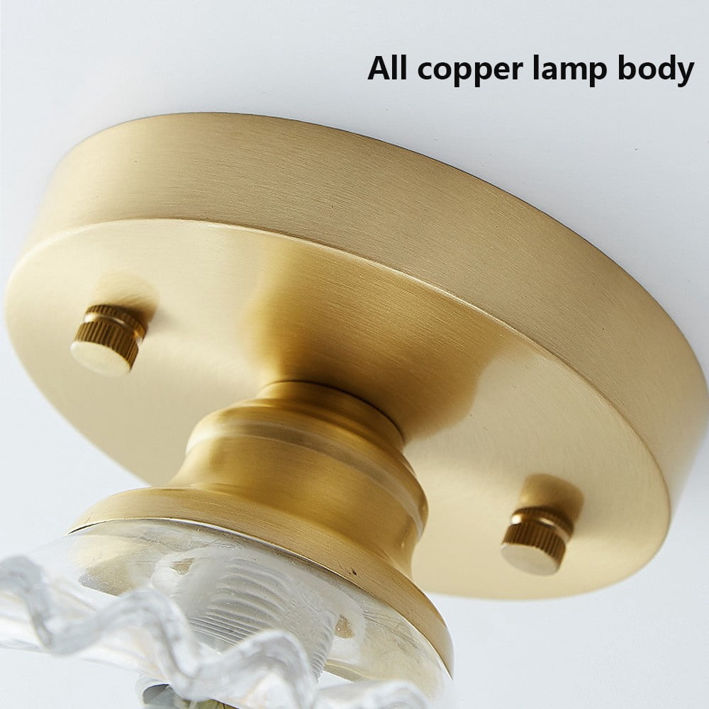 Litfad 1 Light Ceiling Lamp Flared Semi Flush Light Industrial Clear Ribbed Glass Ceiling Mount Light LED Close to Ceiling Light,Clear