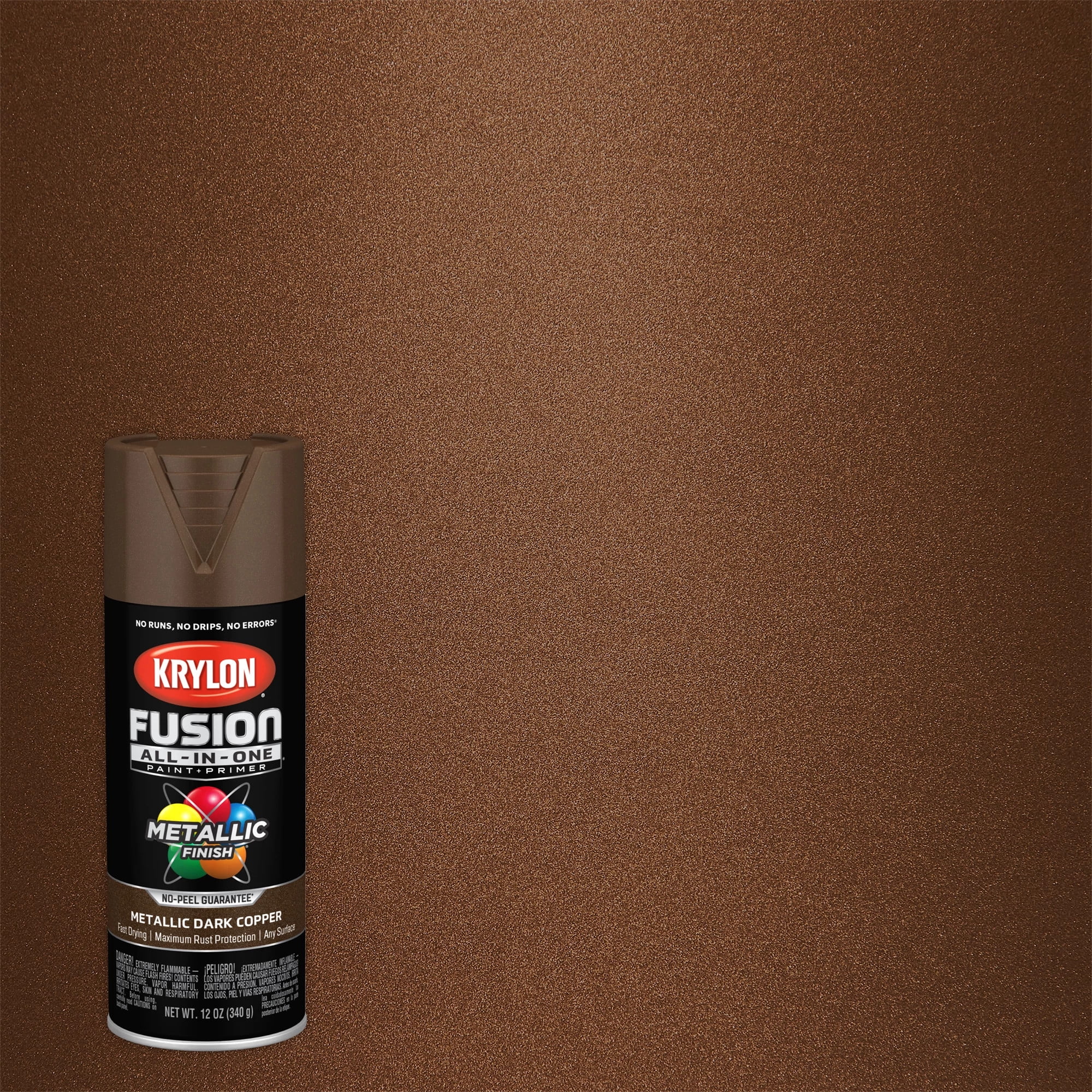 (6 pack) Krylon Fusion All-In-One Spray Paint Metallic, Dark Copper, 12 oz.