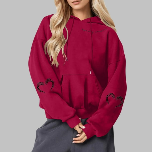 Heisall Womens Hoodies Halloween Print Hooded Longline Sweatshirts Long Sleeve Pocket 2025 New Arrival Autumn Winter