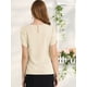 thumbnail image 5 of INSPIRE CHIC Camisa casual de manga corta con cuello redondo recortado para mujer Marfil XL, 5 of 6