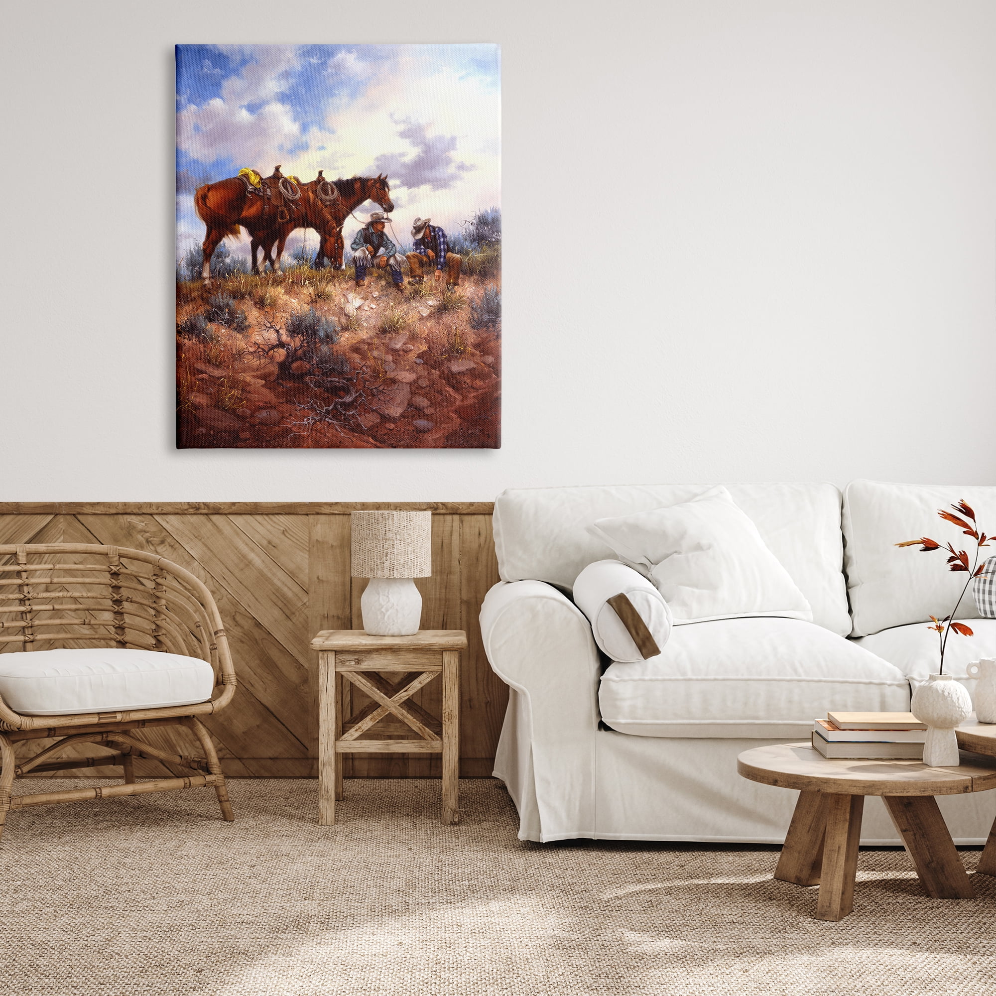 Stupell Industries Cowboys & Horses Landscape Animals & Insects Painting Gallery Wrapped Canvas Print Wall Art, 36 x 48